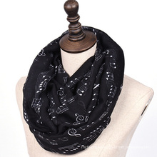 Fashion trend hot Sale digital print musical notation pattern ladies loop infinity scarf wholesale